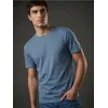Sinsay - Pamučna slim fit majica kratkih rukava - plava