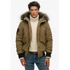 Superdry za moške. M5011742A Everest zelena prešita bomber jakna s kapuco (L), Priložnostno, Poliester