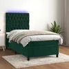 Krevet box spring s madracem LED tamnozeleni 100x200 cm baršun