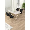 Hanah Home trpezarijski set Lai, sto i 4 stolice, ploča u dekoru belog mermera, zlatne noge, crna tkanina Babyface