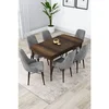 Hanah Home trpezarijski set Lia, sto na razvlačenje i 6 stolica, ploča u dekoru drveta Baroque, siva tkanina Babyface