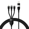 BASEUS Kabel 4 v 1 USB+USB-C na USB-C/iPhone Lightning/micro USB, 1,2 m – črn