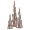 FESTA Novogodišnja dekoracija Jelke Velvet, 3 Komada, 15x52cm, 14x42cm, 10.5x31cm, Zlatne boje