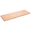 Vidaxl Stenska polica svetlo rjava 140x50x(2-4) cm trdna hrastovina