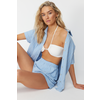 Trendyol Blue Woven Linen Blended Shirt Shorts Set