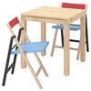 IKEA PS 2026 Sto i 2 sklopive stolice, borovina/plava/crna crvena, 70x70 cm