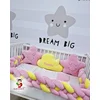 Bubamara037 Pletenica za krevetac, Četvorostruka, 120cm, Roze-žuta