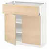 METOD / MAXIMERA Podni element s fiokom/2 vrata, bela/Askersund im. svetlog jasena, 80x37 cm