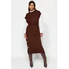 Trendyol Modest Ženska haljina Tctaw24Uv00038, Smeđa