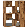 Kutni regal za knjige s 4 razine staro drvo 85x85x140cm drveni