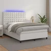 Krevet box spring s madracem LED bijeli 140x190 cm umjetna koža