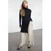 Trendyol Black Premium Quality Slit Detailed Midi Length Knitted Sweater