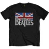 The Beatles Majica Drop T Logo & Vintage Flag Unisex Black XL