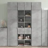 Visoka komoda boja betona 70x42,5x185 cm od konstruiranog drva