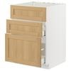 METOD / MAXIMERA Pod.element sudop. i 3front/2fioke, bela/Forsbacka hrastovina, 60x60 cm
