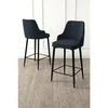Hanah Home set od 6 barskih stolica Tera, antracit tkanina Babyface, crne metalne noge
