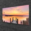 tulup.si Slika na steklu Pier sunset lake 120x60 cm 2 obešalnika