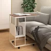 vidaXL Stranska mizica s kolesi bela 55x36x63,5 cm inženirski les