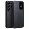 usnjen ovitek za Samsung Galaxy S26 Ultra, z oknom za ogled, črn