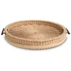 Casa Padrino luxury serving tray natural/brown A 63 x H. 9 cm - Round rattan tray with 2 handles - Gastronomy & Restaurant Accessories - Luxury Accessories