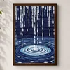 WallXpert uramljena MDF slika 3752KACT-060, kiša i krugovi na vodi u tamnoplavim tonovima, 37 x 52 cm