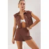 Trendyol Brown Shirt Shorts Set