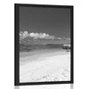 Plakat plaža Anse Source v črnobeli varianti - 40x60 no frame