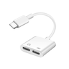 AVIZAR USB-C moški na dvojni USB-C ženski adapter, avdio polnjenje - belo, (20633077)