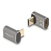Delock USB-adapter 40 Gbps USB Type-C PD 3.0 100 W, moški na ženski, pravokoten, 8K 60 Hz, kovinski