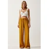 Happiness Istanbul Womens Mustard Summer Viscose Palazzo Trousers