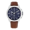 TOMMY HILFIGER Analogna ura JAMESON mornarska/konjak/srebrna/bela