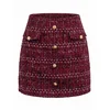 Cupshe Krilo Button-Front Mini Skirt rdeča
