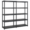 vidaXL Regal s policami 5-nadstropni črn 170x40x185 cm plastika