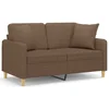 Vidaxl Kavč dvosed z blazinami rjav 120 cm blago