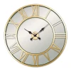 Wallity Zidni sat Retro Metal Roman Numerals Mirror, 76x76 cm, Zlatne boje