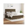 Den Box spring postelja z vzmetnico temno rjava 180x200 cm blago