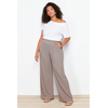 Trendyol Curve Brown Wide Cut Knitted Trousers