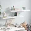 shumee vidaXL Stenske police, 2 kosa, visok sijaj, bele, 90 x 23,5 x 3,8 cm, MDF