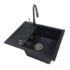 San Donna Sudopera sa slavinom i sifonom U607, Chrome Swan, Ugradni dozer, Crna