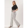 Trendyol Curve Grey Stitch Detail Flare Fit Denim Jeans