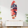 WallXpert dekorativna daska za surf od pleksiglasa Mvsf37L, ilustracija Los Anđelesa sa palmama i kućicom spasilaca, 50 x 100 cm