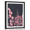 Plakat s paspartujem različna trava v rožnati barvi - 20x30 no frame