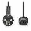 Nedis Napajalni kabel / vtič tipa F - IEC-320-C13/ raven/ kotni/ črn/ v razsutem stanju/ 2 m