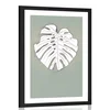 Plakat s paspartujem monstera na zelenem ozadju - 40x60 no frame