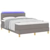 LED Box Spring Krevet Sivo-smeđa 140 x 190 cm tkanina