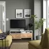 BESTA TV stalaža s fiokama, bela/Hedeviken/Stubbarp hrastov furnir, 120x42x48 cm
