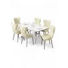 HANAH HOME Rasklopivi trpezarijski sto i stolice (7 delova) Esla White Marble Chrome Cream