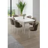 HANAH HOME Rasklopivi trpezarijski sto i stolice (7 delova) Asfel White Cappuccino