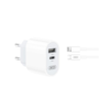 XO Punjač L97 sa ulazom USB+Type-c sa Iphone kablom/ bela