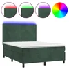 Vidaxl Box spring postelja z vzmetnico LED tem. zelena 140x200cm žamet